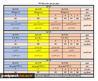 اطلاعیه آموزشی؛ اعلام جدول زمانبندی حذف و اضافه نیمسال 982 به تفکیک گروههای آموزشی